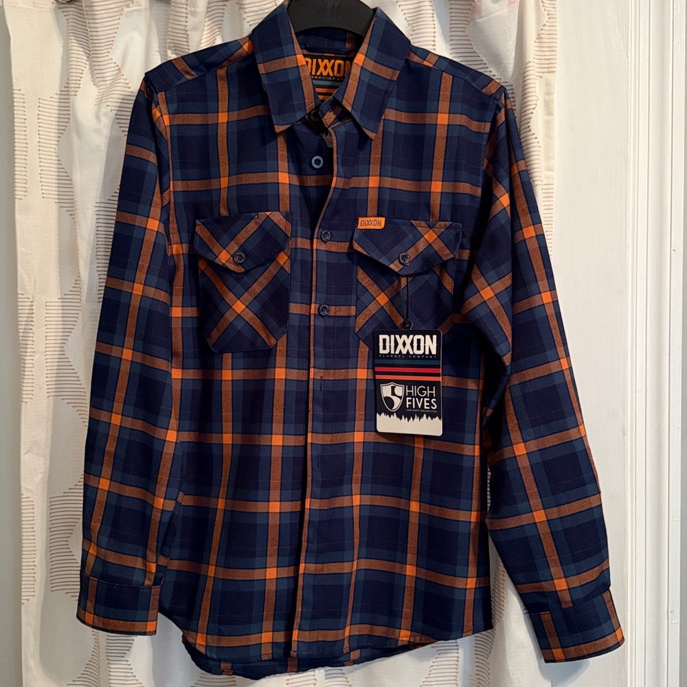 DIXXON Blue and Orange Plaid Button-Down Shirt